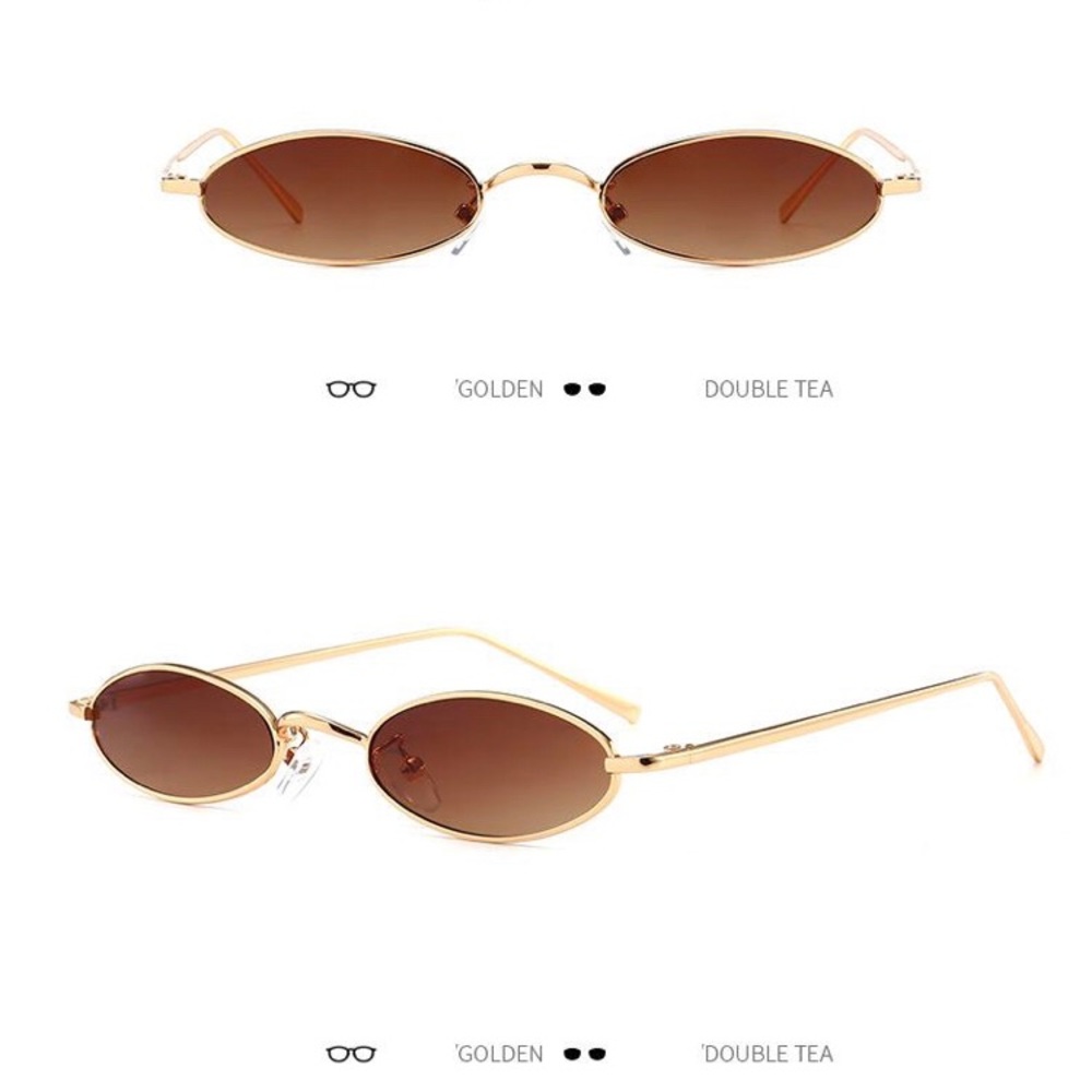 Vintage Oval Metal Frame Sunglasses For Women